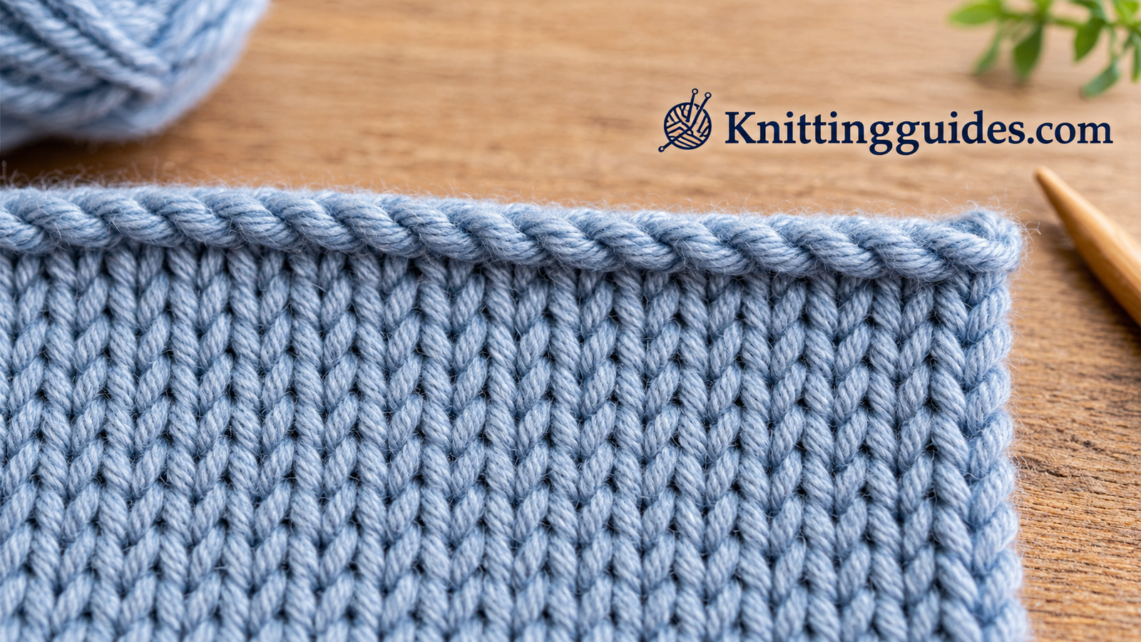 Close-up of a neat bound-off edge on a stockinette swatch